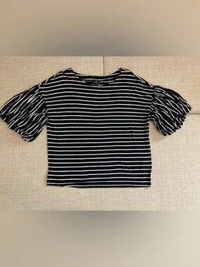 Wentworth Black & White Striped Puff Sleeve Top